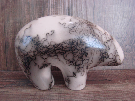 Navajo Pottery Horse Hair Bear Sculpture by Vail