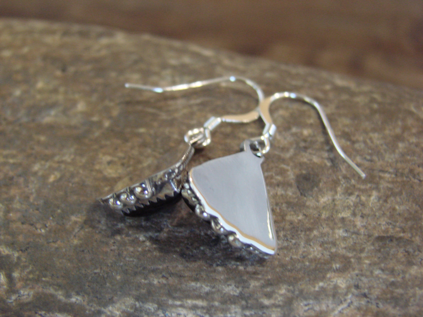 Native American Indian Sterling Silver & Onyx Dangle Earrings by McCarthy