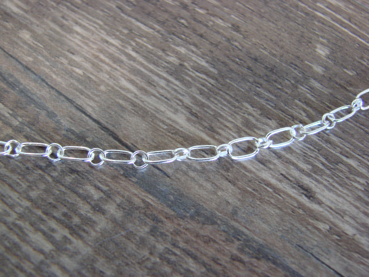 Native American Sterling Silver & White Buffalo Turquoise Link Necklace - Jack