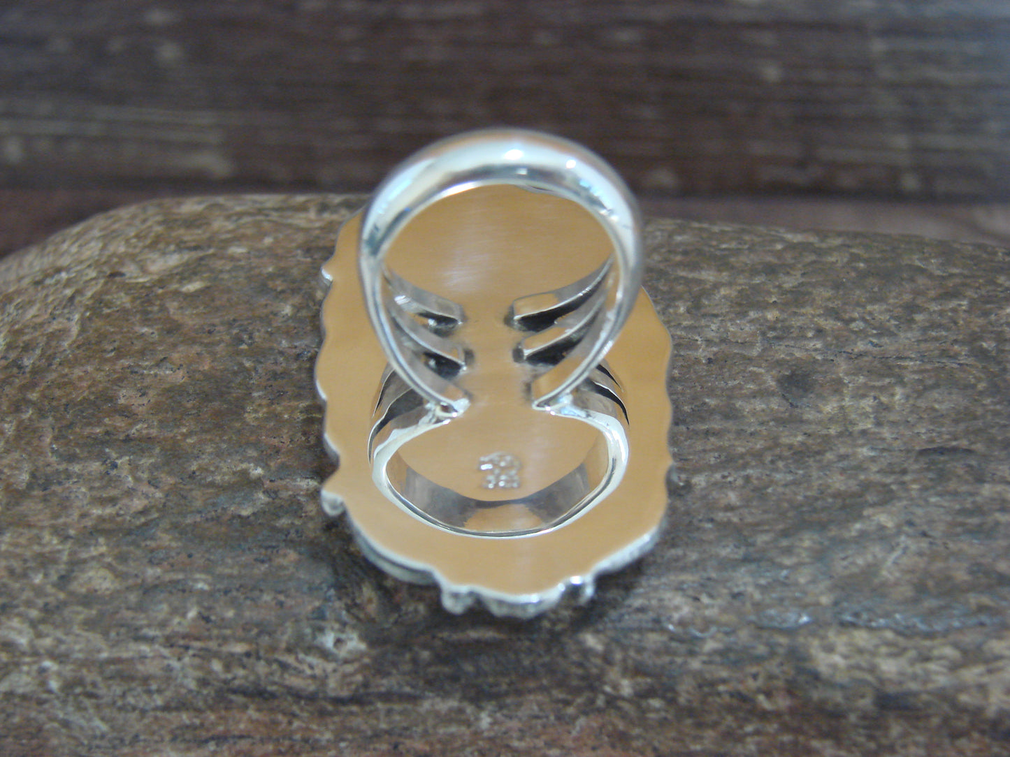 Native American Sterling Silver & White Buffalo Turquoise Ring - Delgarito- Size 6