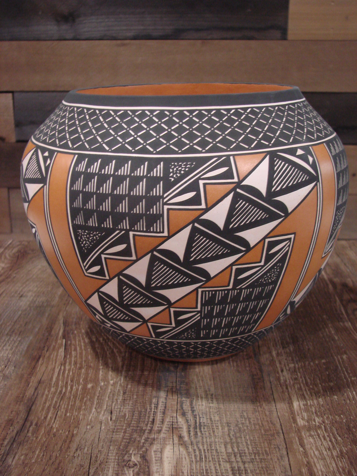 Native American Fine Line Hand Coiled Pottery by Terrance Chino Sr.