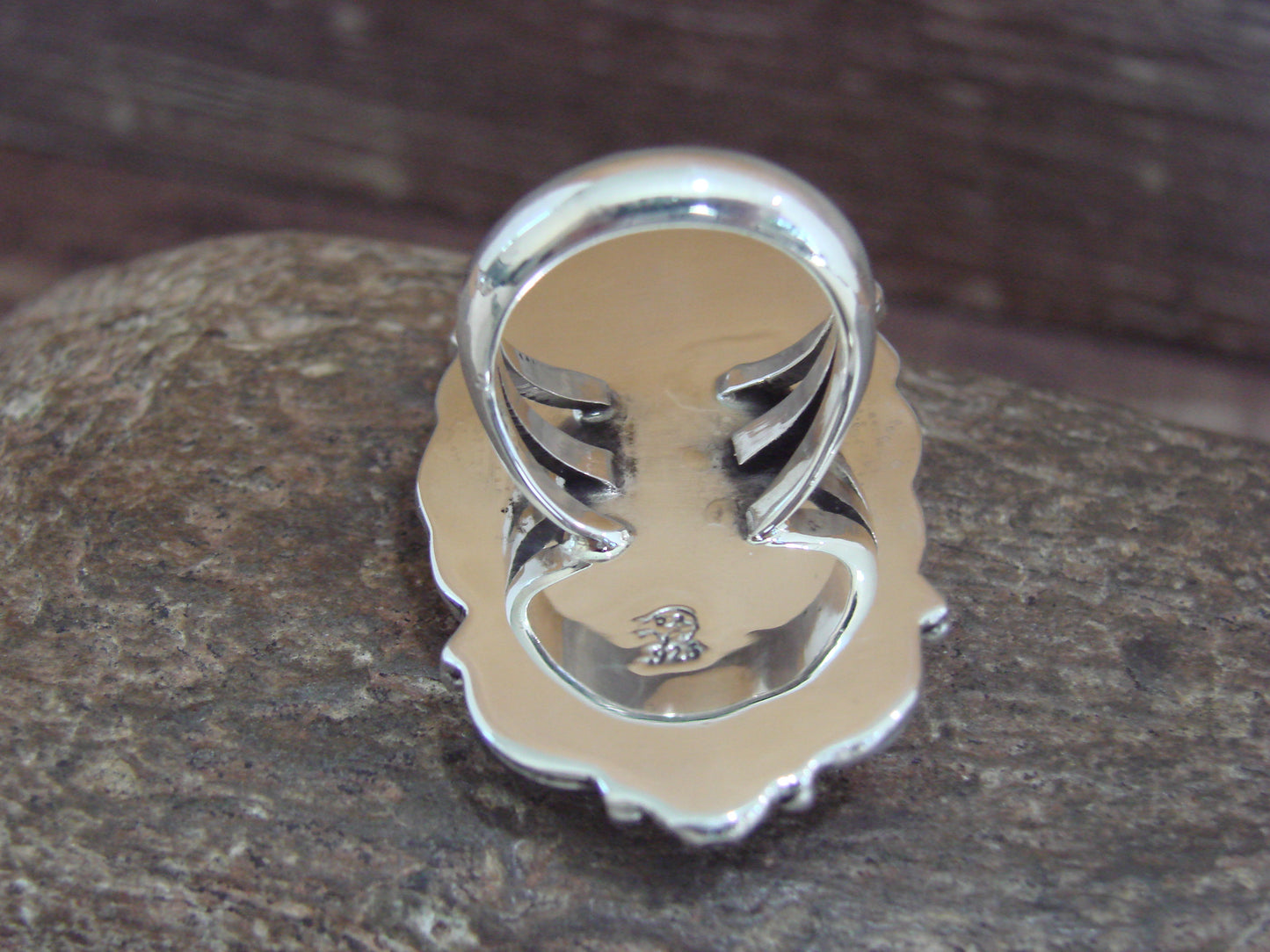 Native American Sterling Silver & White Buffalo Turquoise Ring - Delgarito- Size 6.5