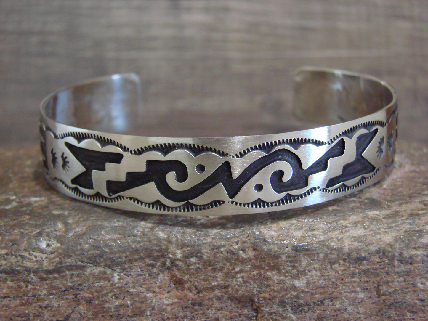 Native American Sterling Silver Petroglyph Bracelet by Begay