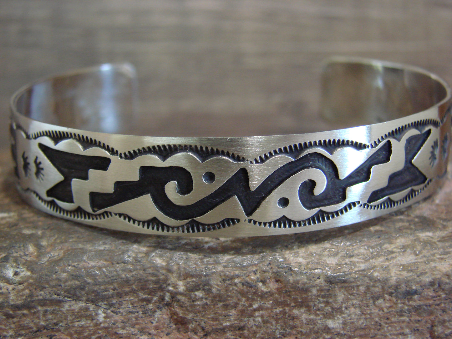 Native American Sterling Silver Petroglyph Bracelet by Begay