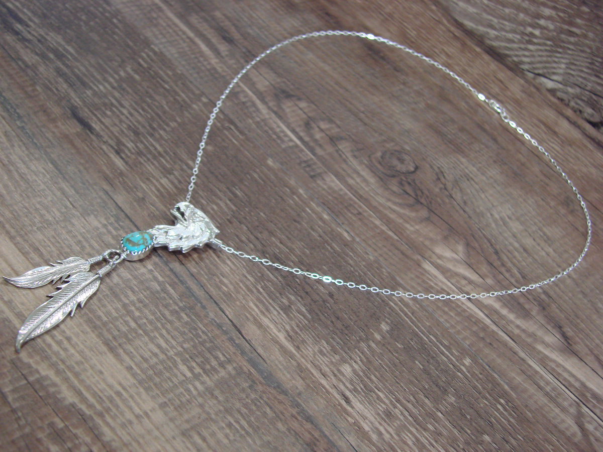 Native American Sterling Silver & Turquoise Eagle Necklace - Francisco