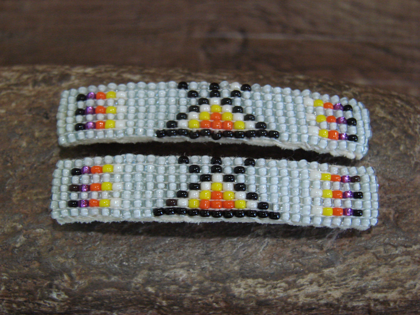 Native American Navajo Indian Hand Beaded Hair Barrette Set by Cleveland