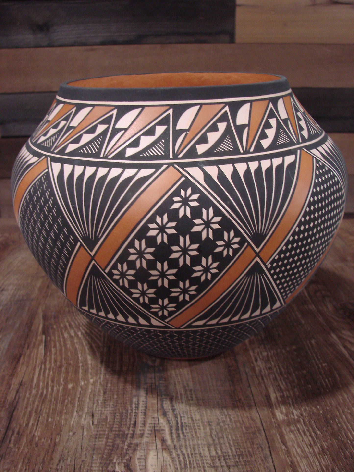 Native American Fine Line Hand Coiled Pottery by Terrance Chino Sr.