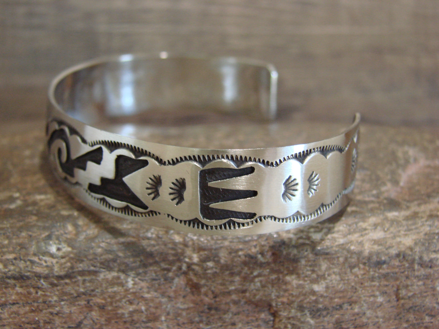 Native American Sterling Silver Petroglyph Bracelet by Begay