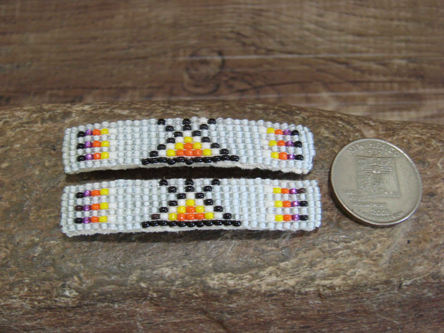 Native American Navajo Indian Hand Beaded Hair Barrette Set by Cleveland