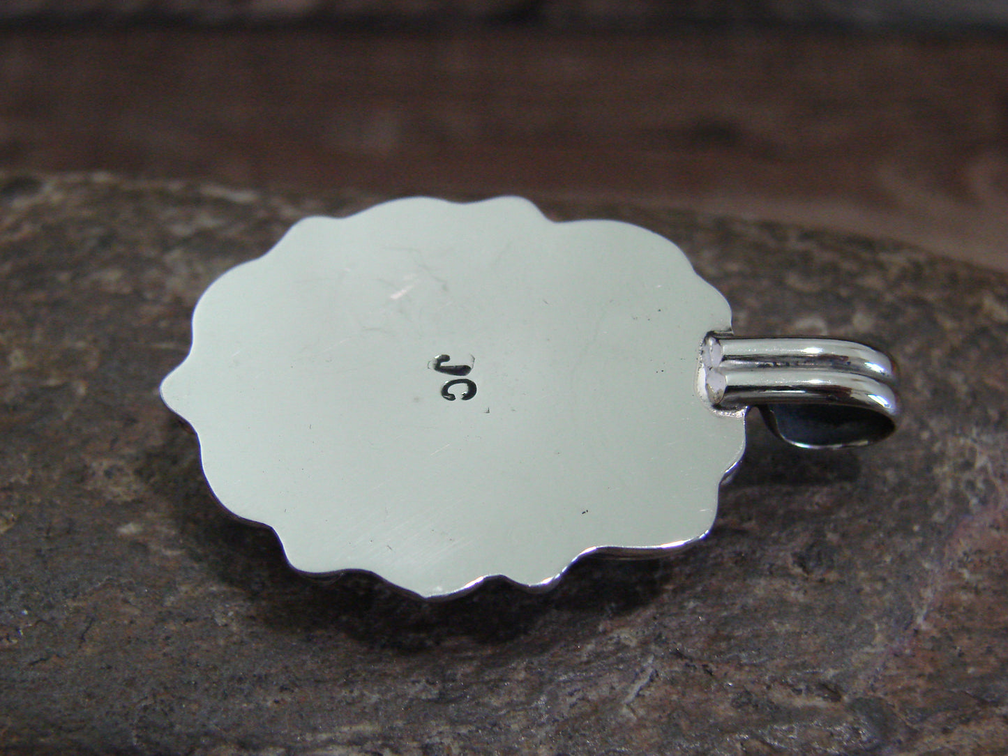 Native American Nickel Silver & Red Howlite Pendant - Cleveland