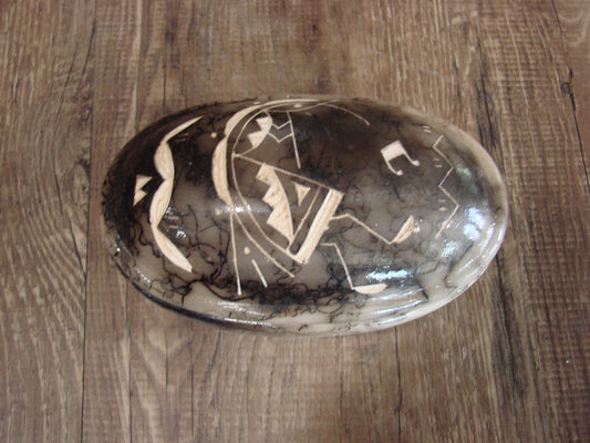 Native American Pottery Horse Hair Jewelry Trinket Box by Vail