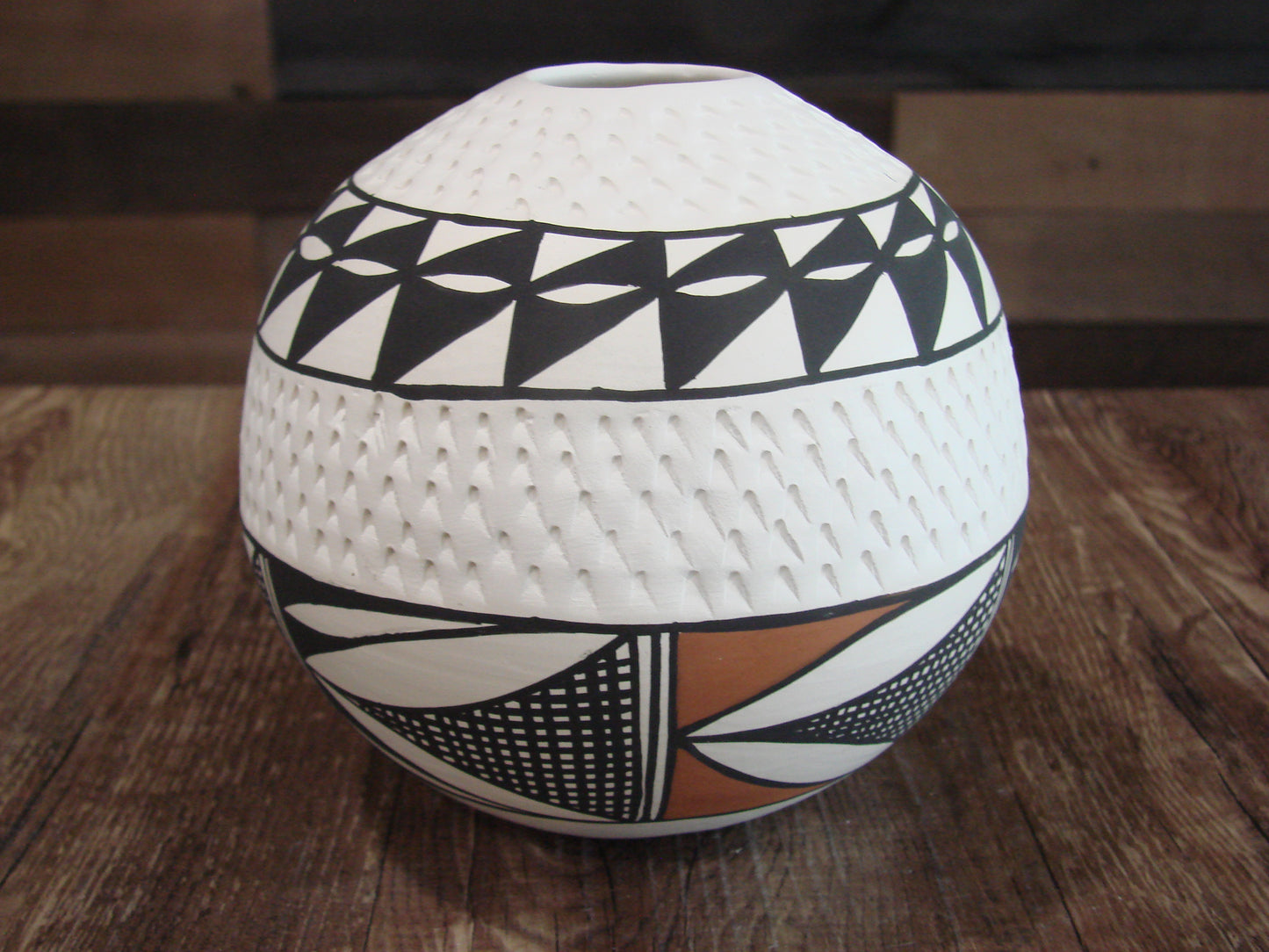 Native American Acoma Fine Line Hand Painted Pottery by B. Garcia