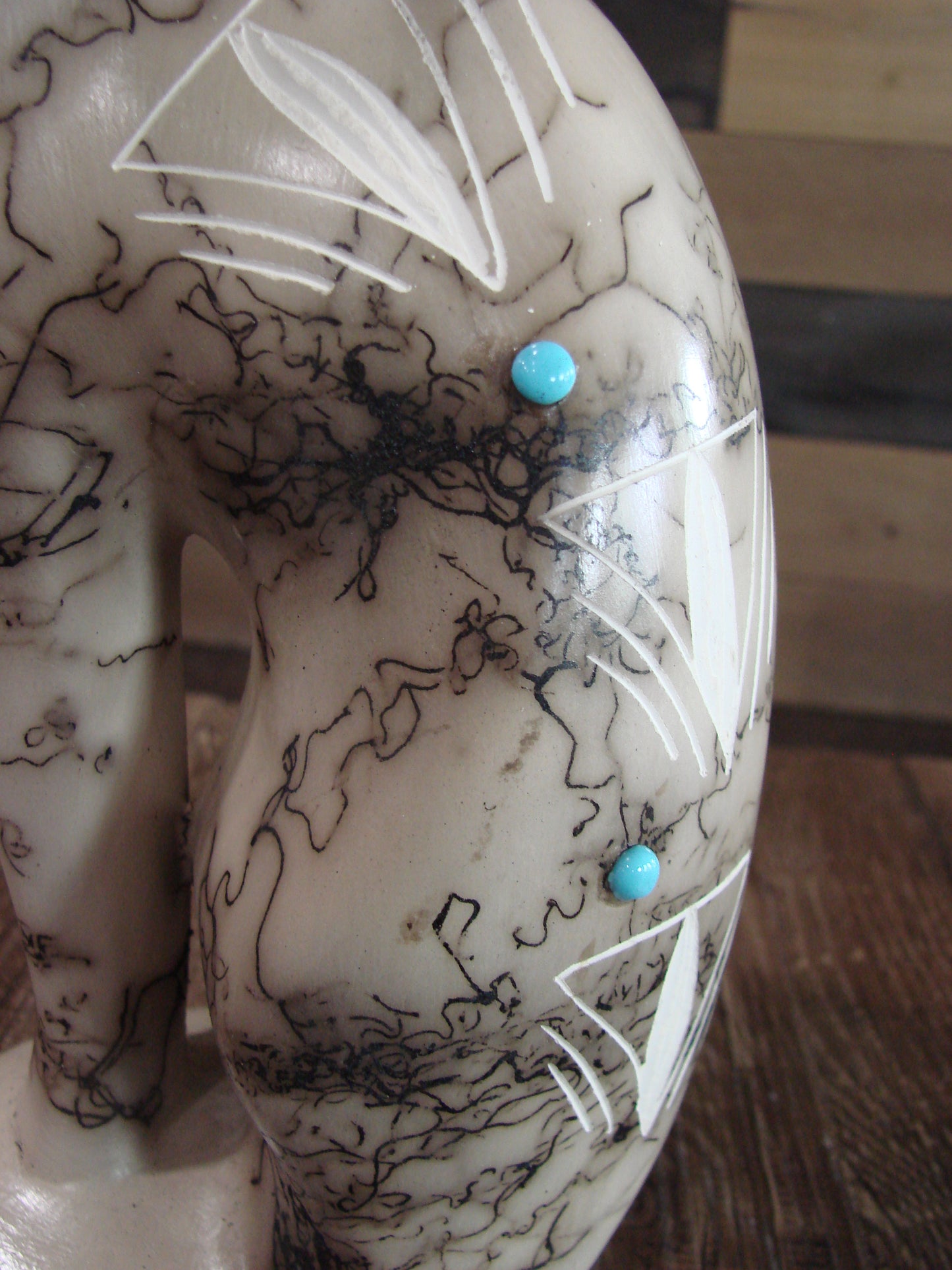 Native American Navajo Pottery Horse Hair Cat Sculpture by Vail