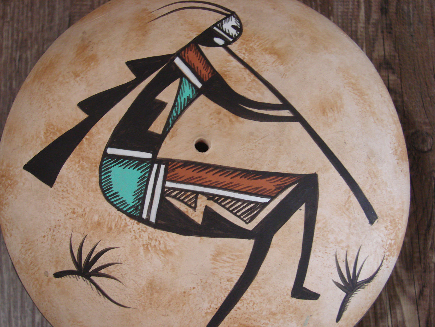 Native American Hand Painted Acoma Flute Player Pottery Signed WB