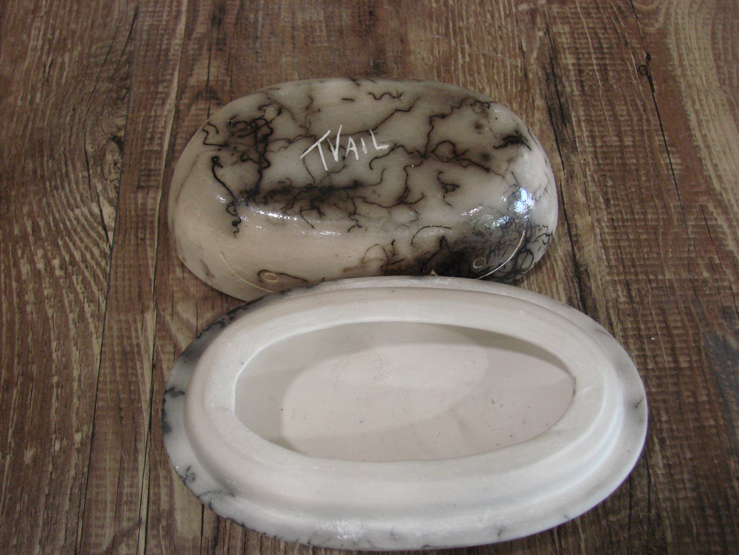 Native American Pottery Horse Hair Jewelry Trinket Box by Vail