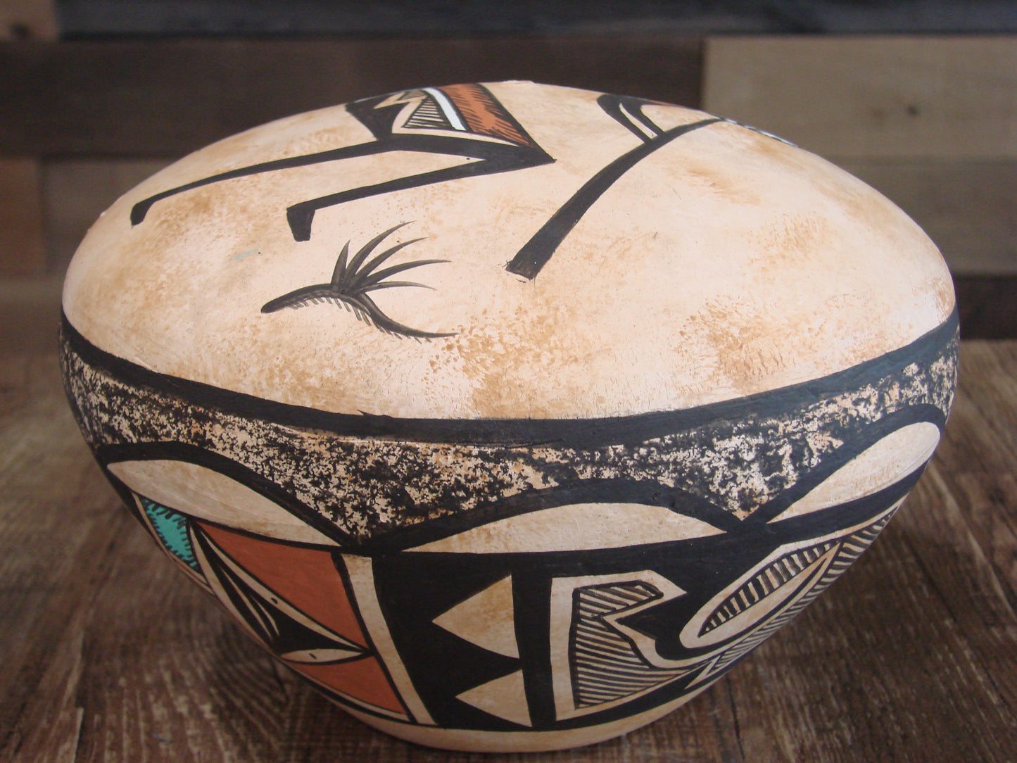 Native American Hand Painted Acoma Flute Player Pottery Signed WB