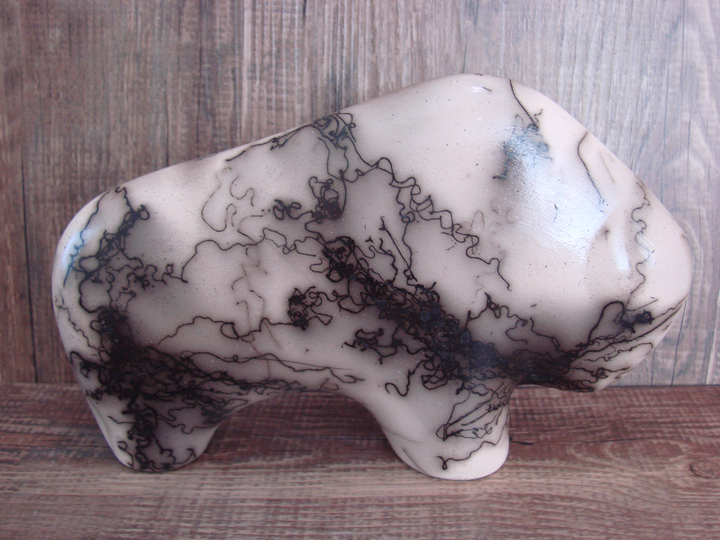 Navajo Pottery Horse Hair Buffalo Sculpture by Vail