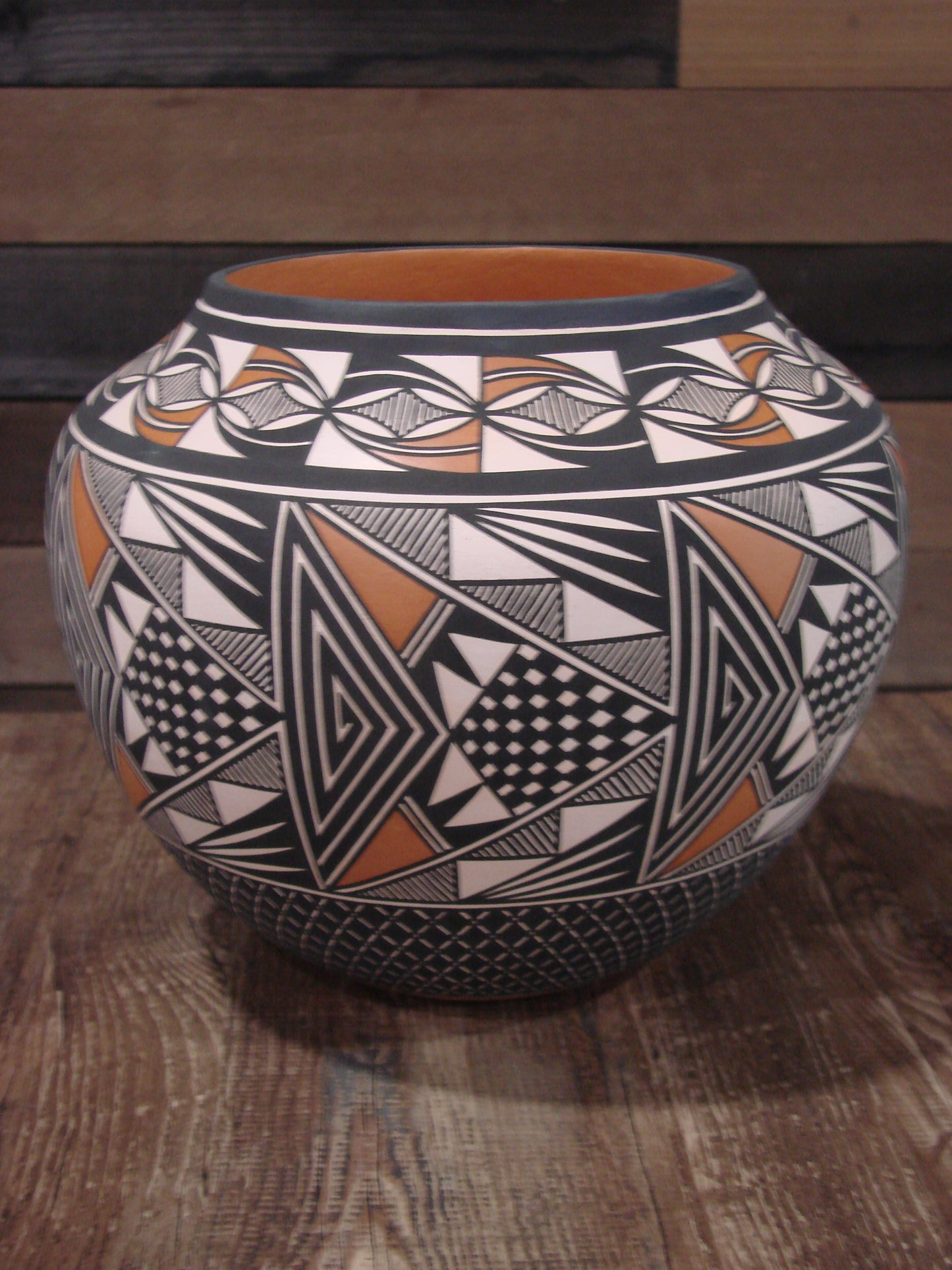 Native American Fine Line Hand Coiled Pottery by Terrance Chino Sr.