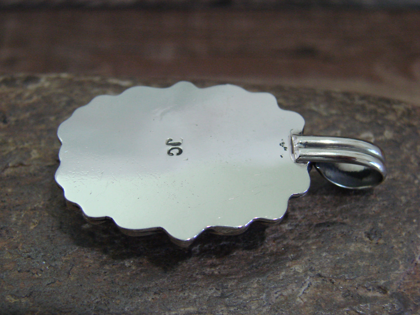 Native American Nickel Silver & Red Howlite Pendant - Cleveland