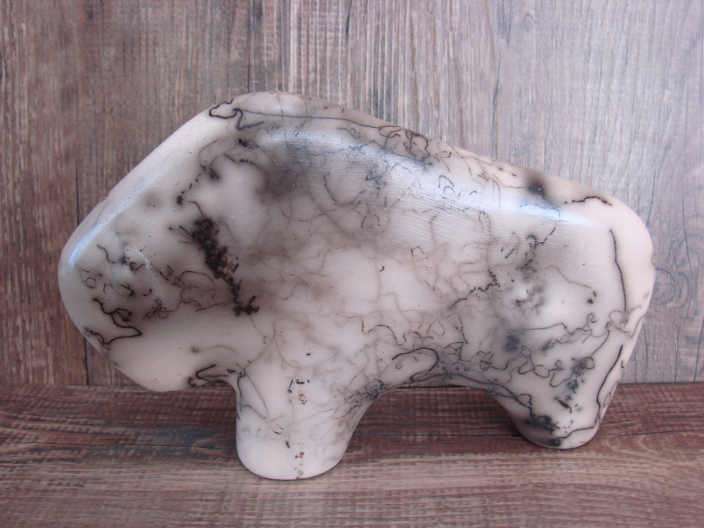 Navajo Pottery Horse Hair Buffalo Sculpture by Vail