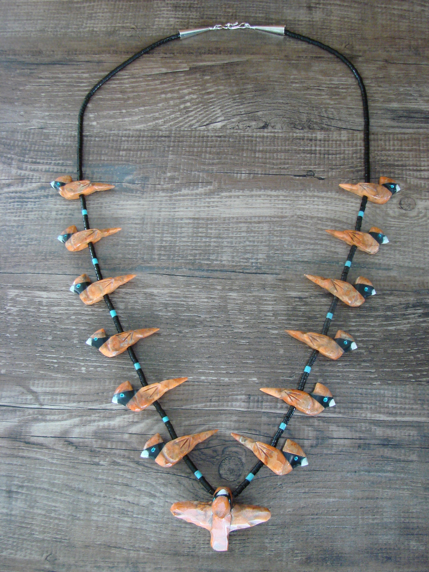 Hand Carved Apple Coral Cardinal Fetish Necklace - Matt Mitchell