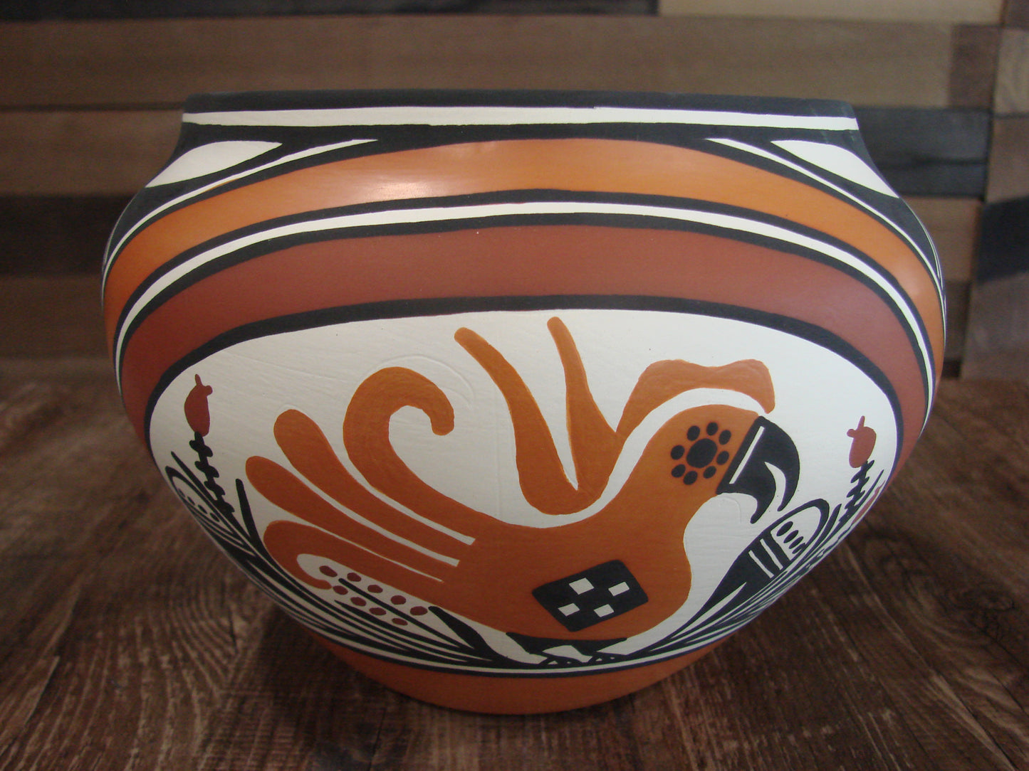 Native American Fine Line Hand Painted Pottery by L. Joe
