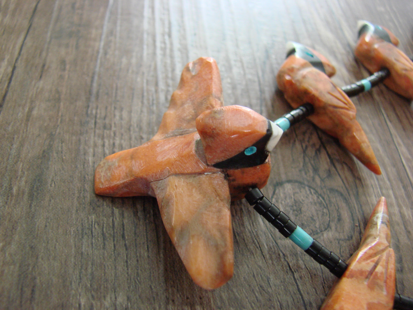 Hand Carved Apple Coral Cardinal Fetish Necklace - Matt Mitchell