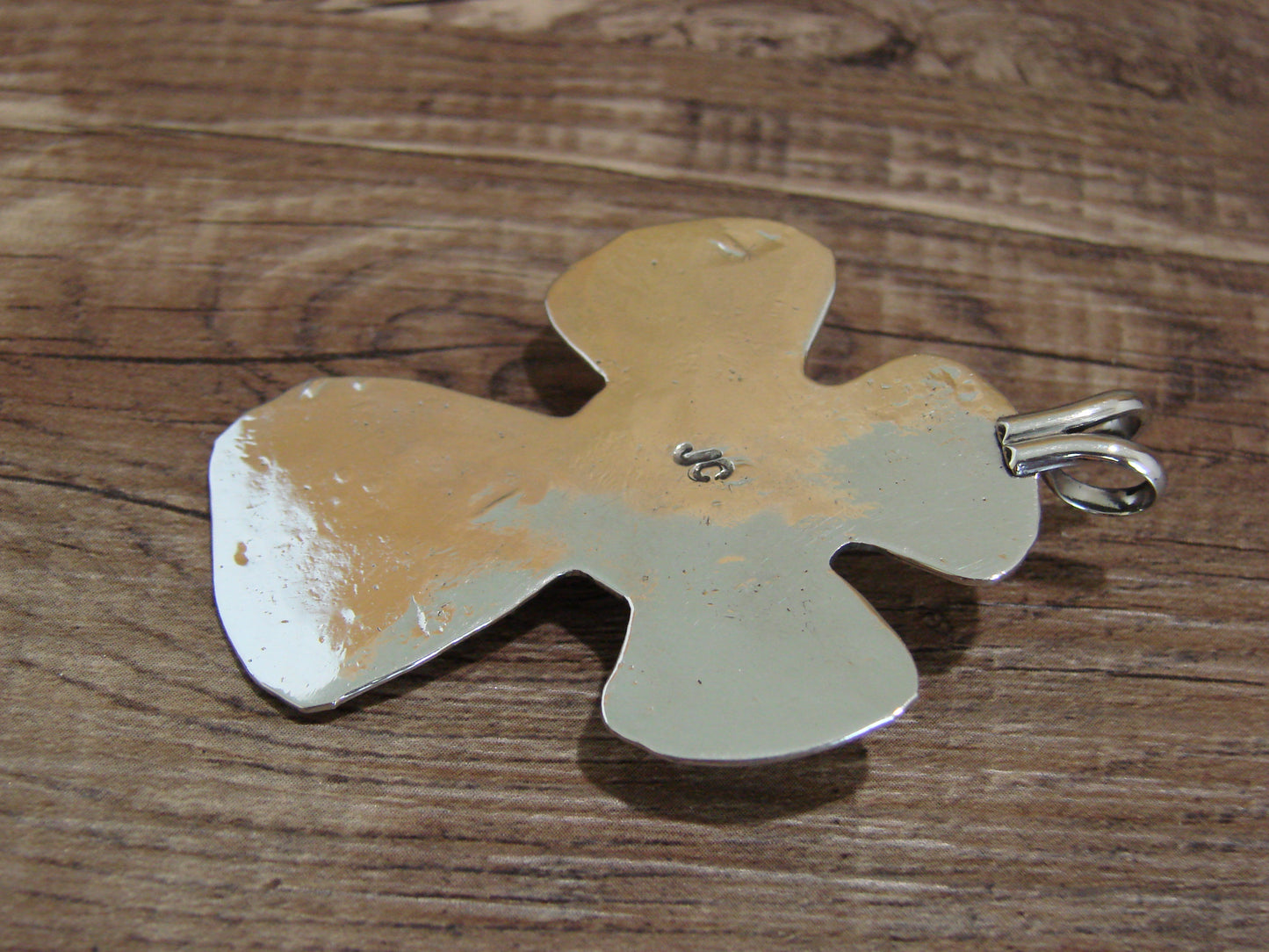 Navajo Indian Nickel Silver & Turquoise Cross Pendant - Cleveland