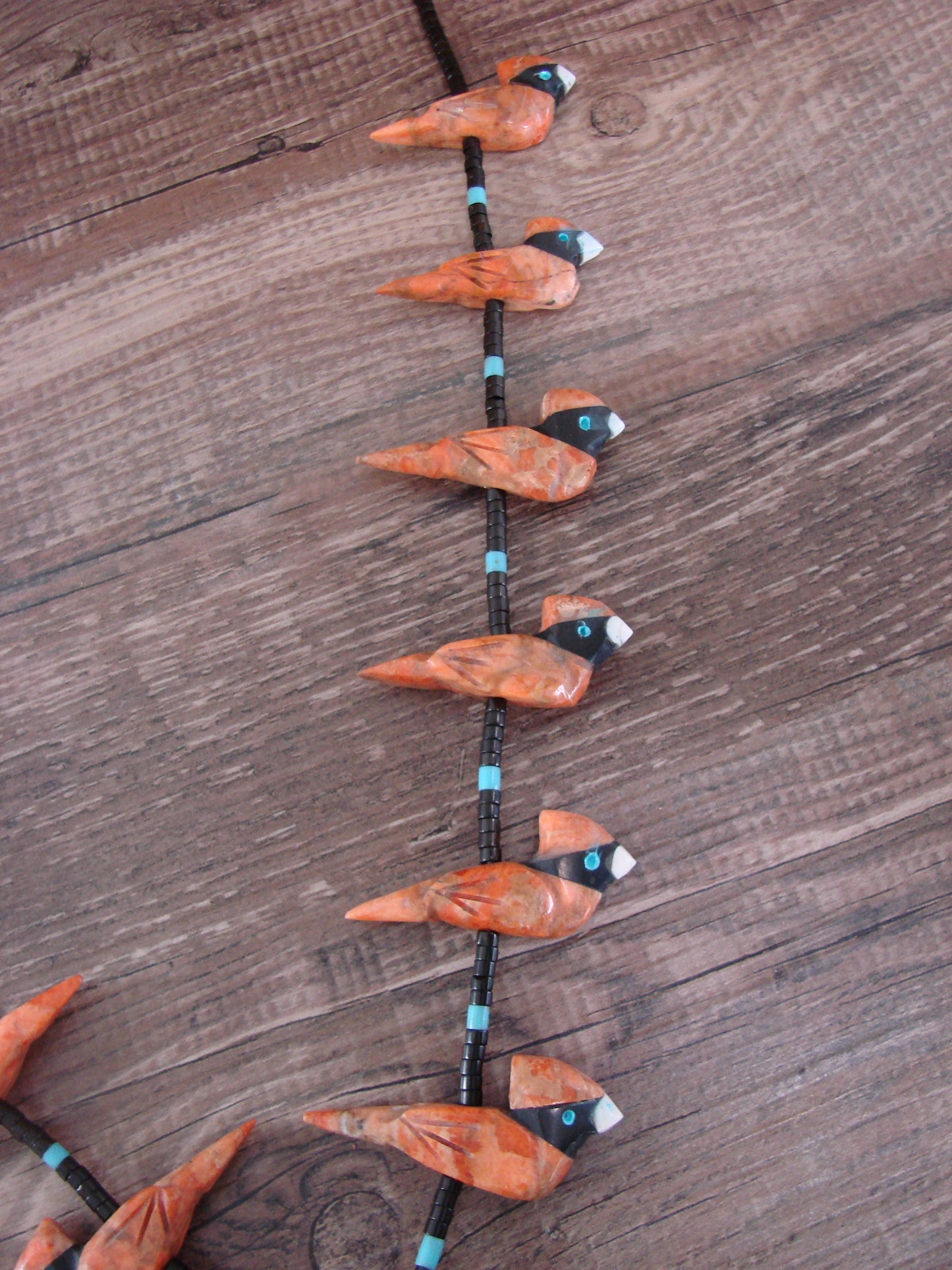 Hand Carved Apple Coral Cardinal Fetish Necklace - Matt Mitchell