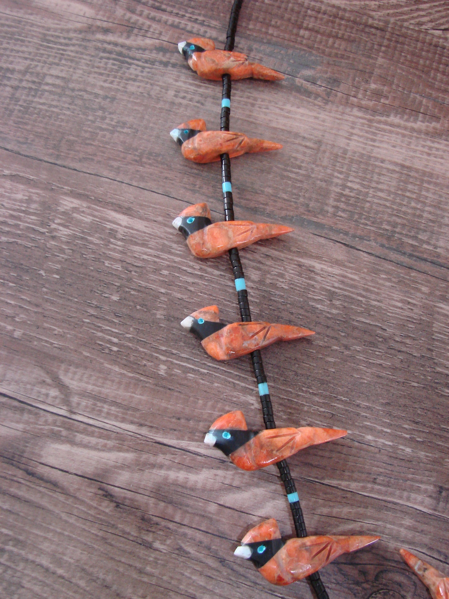 Hand Carved Apple Coral Cardinal Fetish Necklace - Matt Mitchell