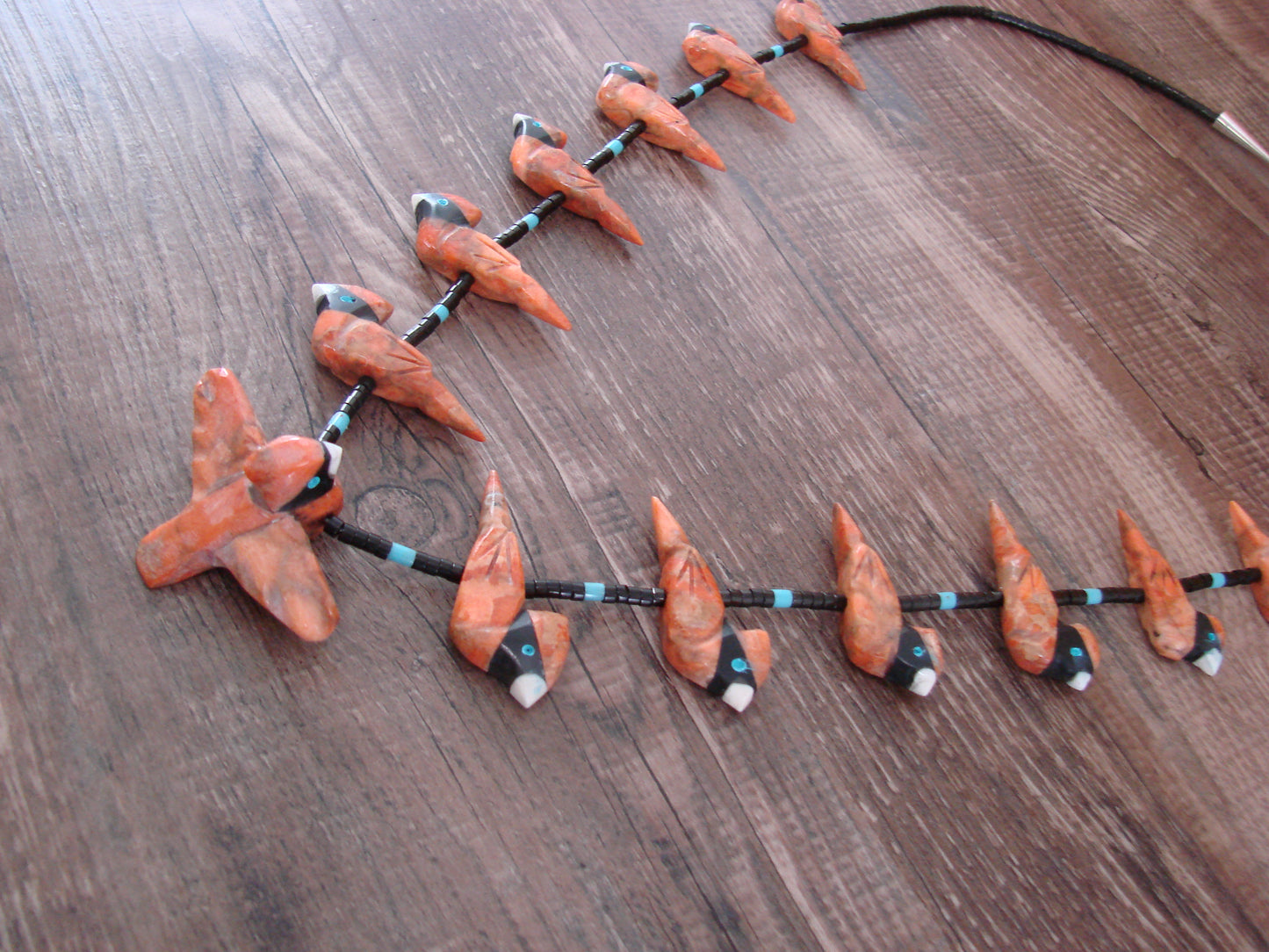 Hand Carved Apple Coral Cardinal Fetish Necklace - Matt Mitchell