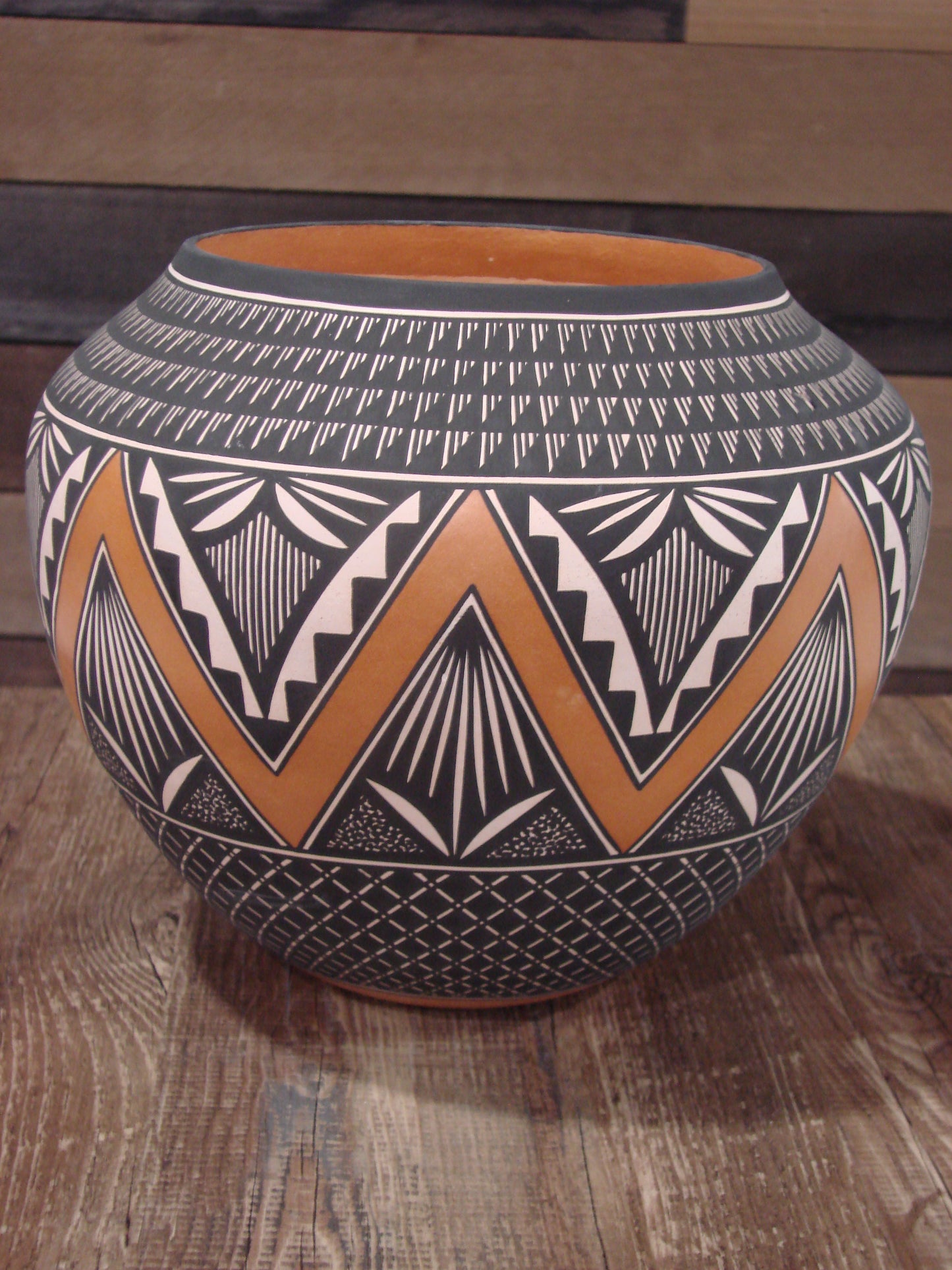 Native American Fine Line Hand Coiled Pottery by Terrance Chino Sr.