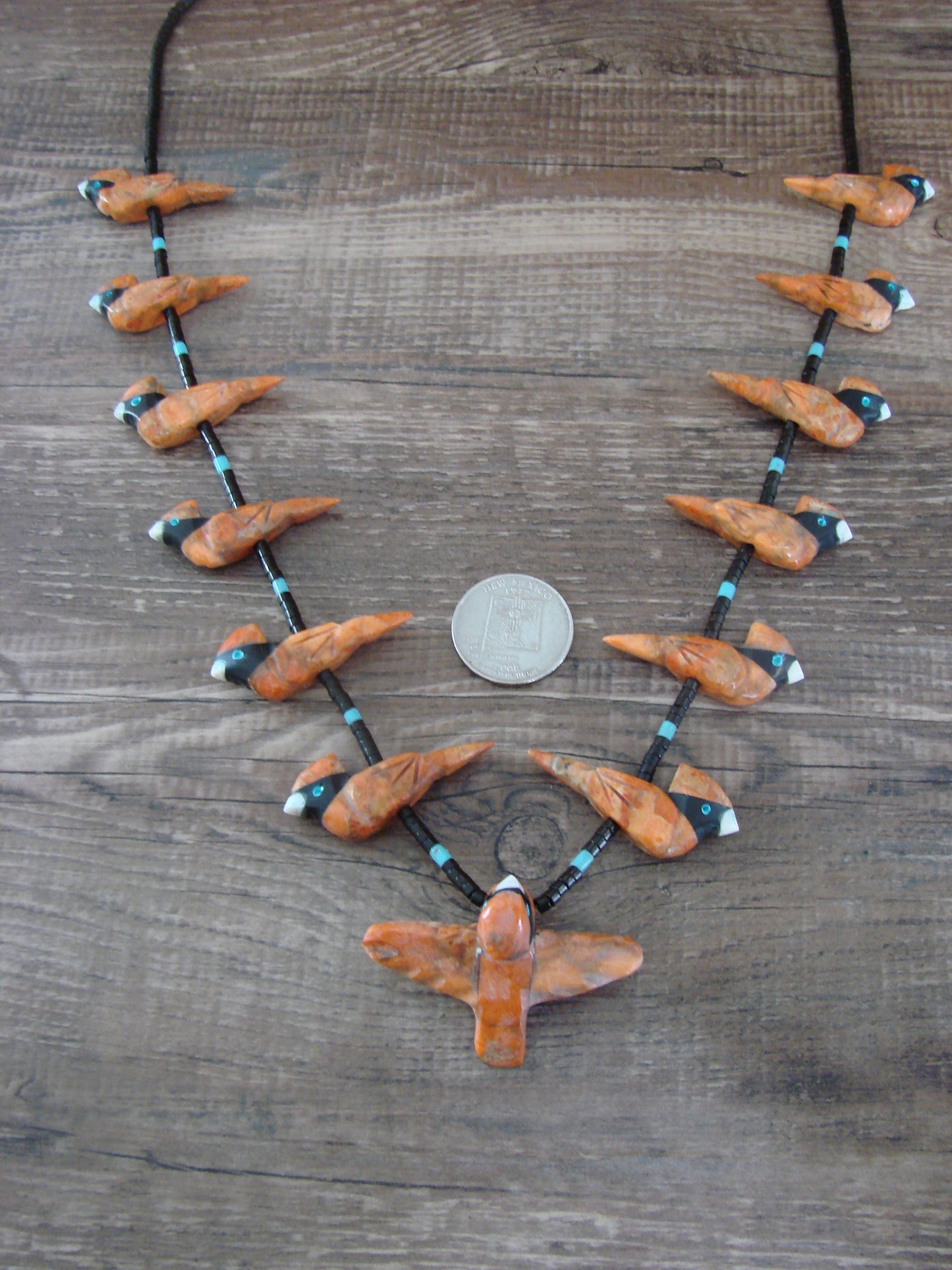 Hand Carved Apple Coral Cardinal Fetish Necklace - Matt Mitchell