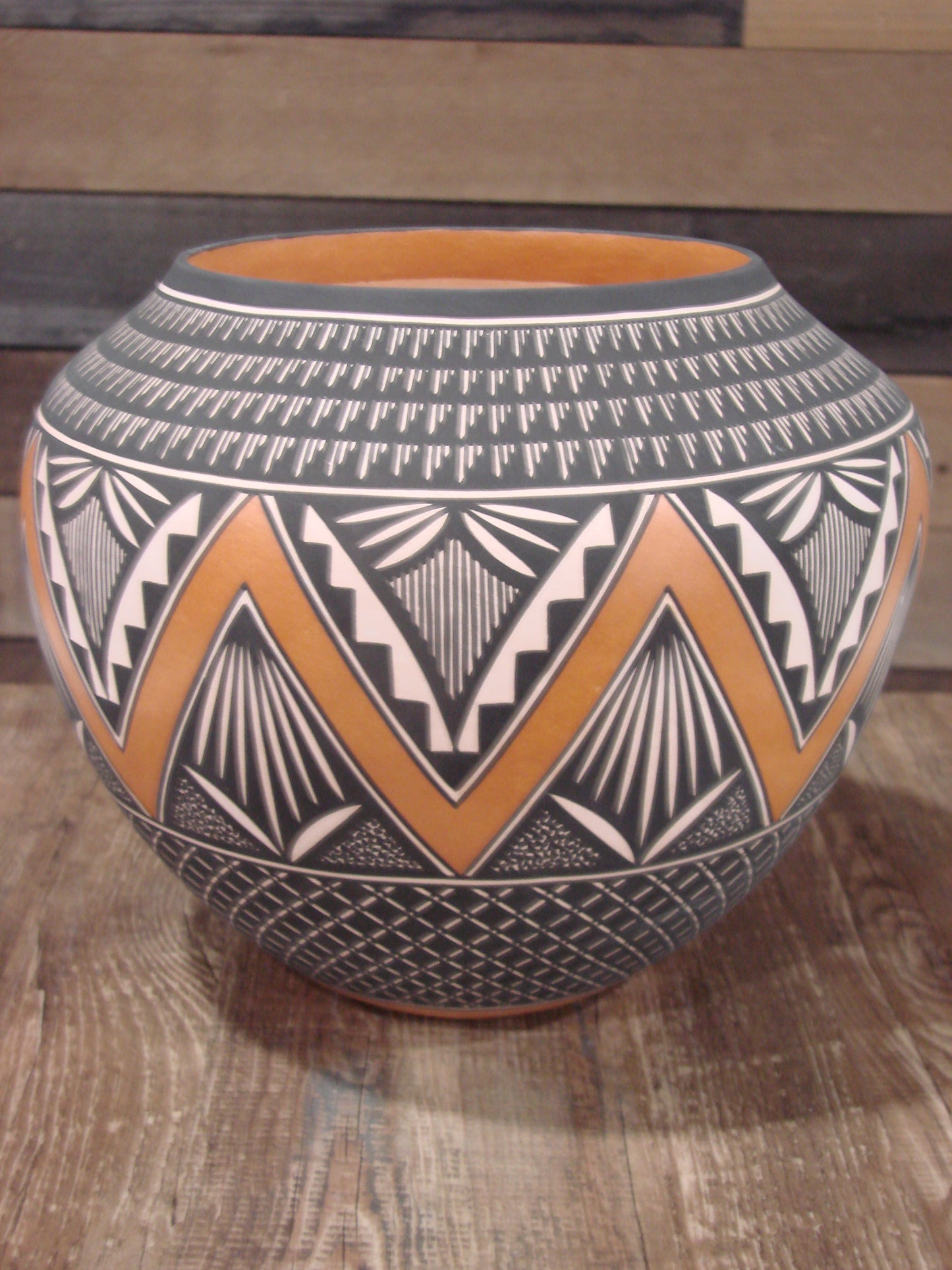 Native American Fine Line Hand Coiled Pottery by Terrance Chino Sr.