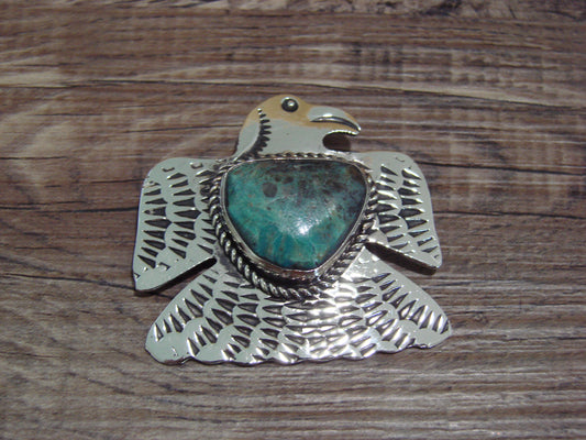Navajo Indian Nickel Silver & Turquoise Eagle Pendant - Cleveland