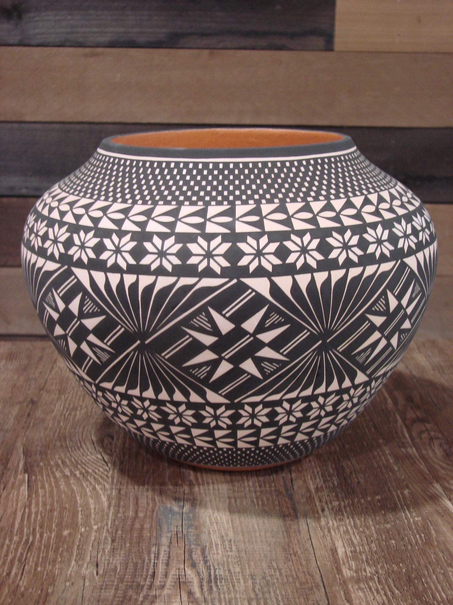 Native American Fine Line Hand Coiled Pottery by Terrance Chino Sr.