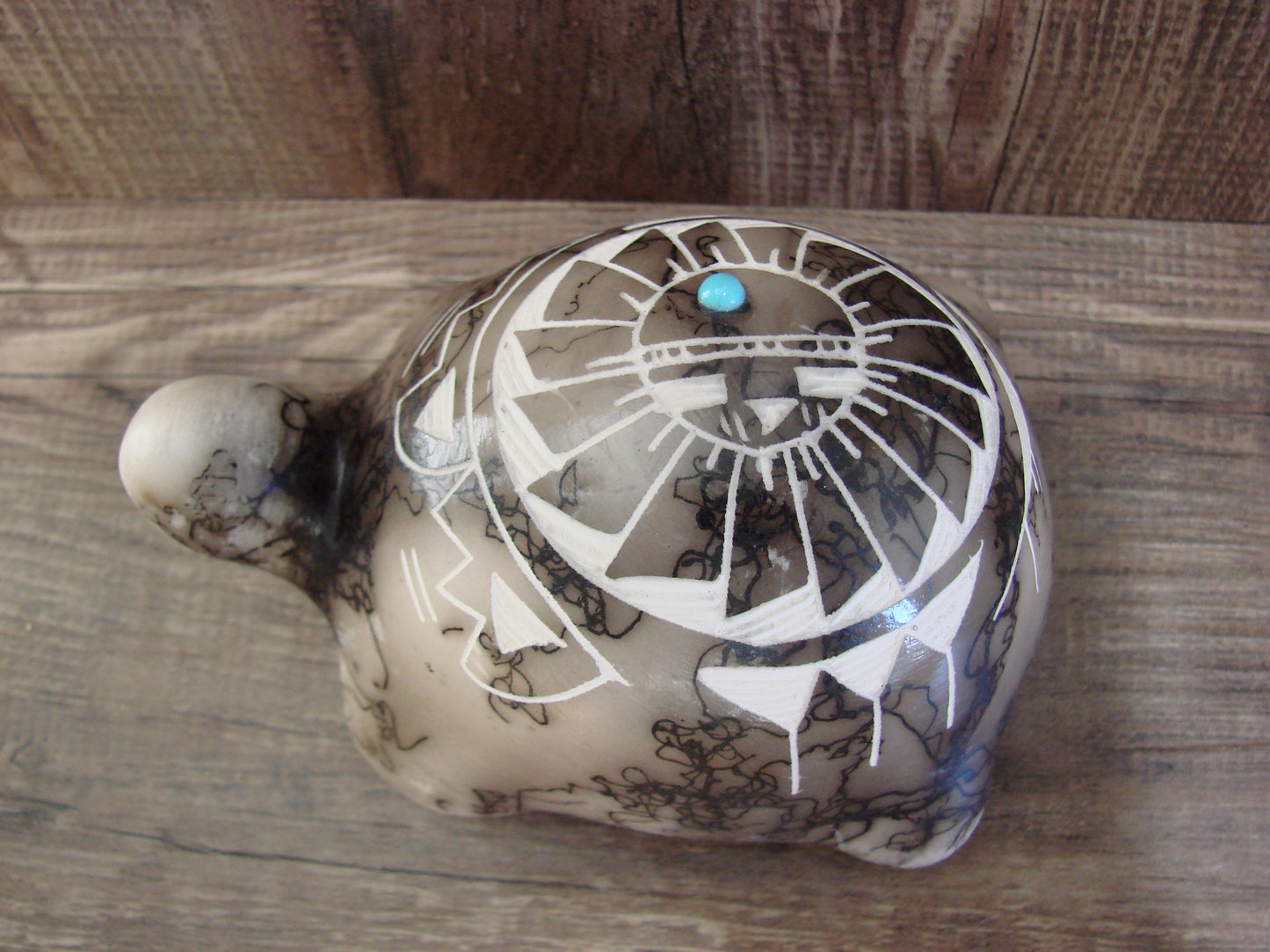 Native American Navajo Indian Pottery Horse Hair Turtle Sculpture by Vail