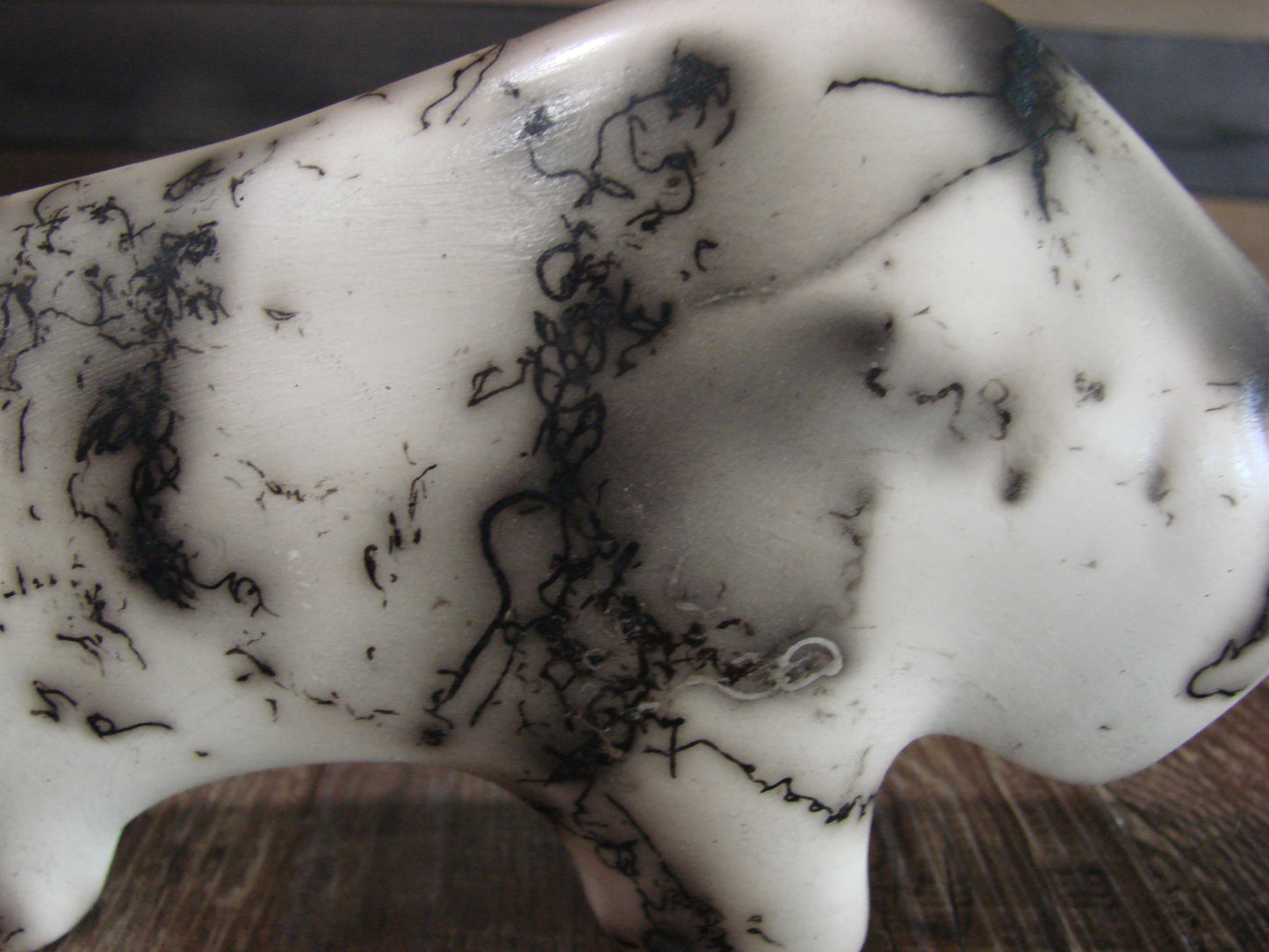 Native American Navajo Pottery Horse Hair Buffalo Sculpture by Vail