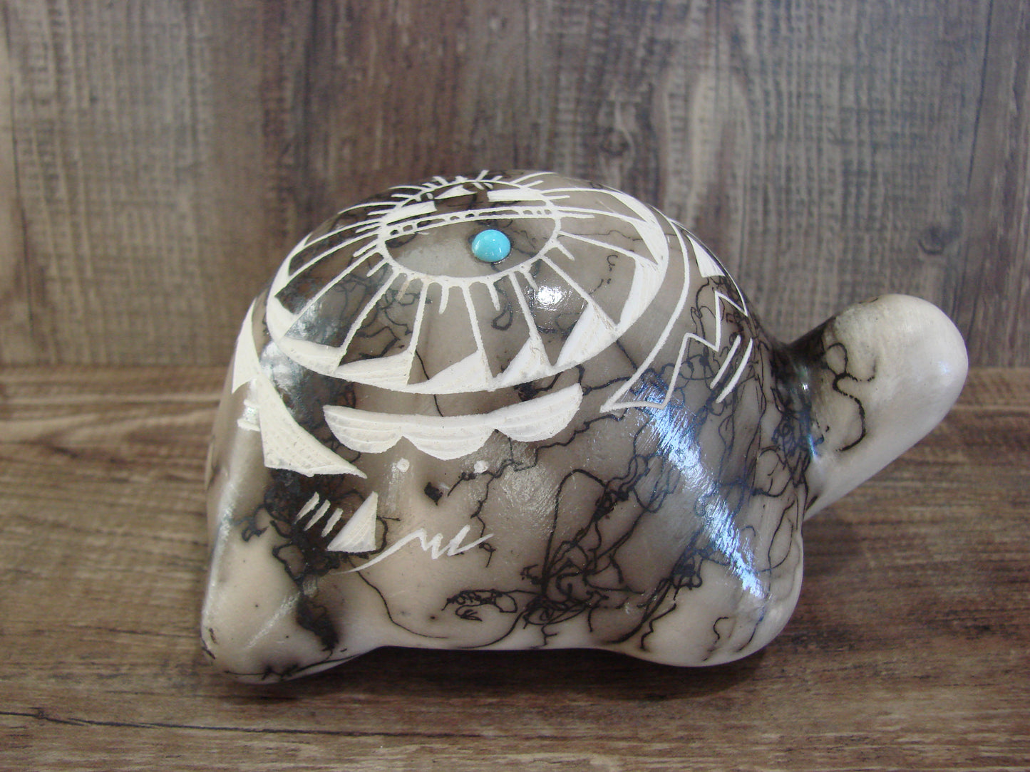 Native American Navajo Indian Pottery Horse Hair Turtle Sculpture by Vail