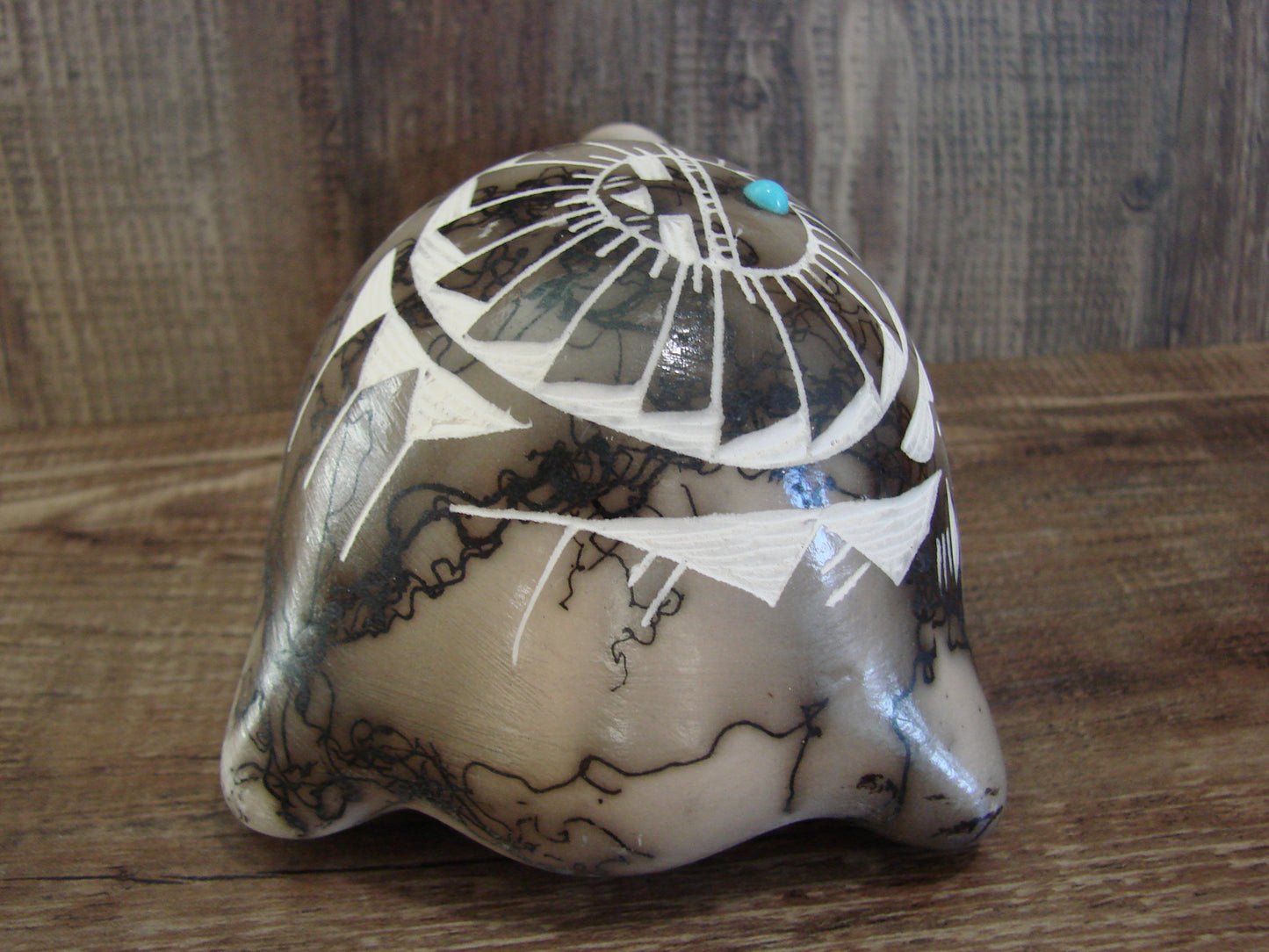 Native American Navajo Indian Pottery Horse Hair Turtle Sculpture by Vail