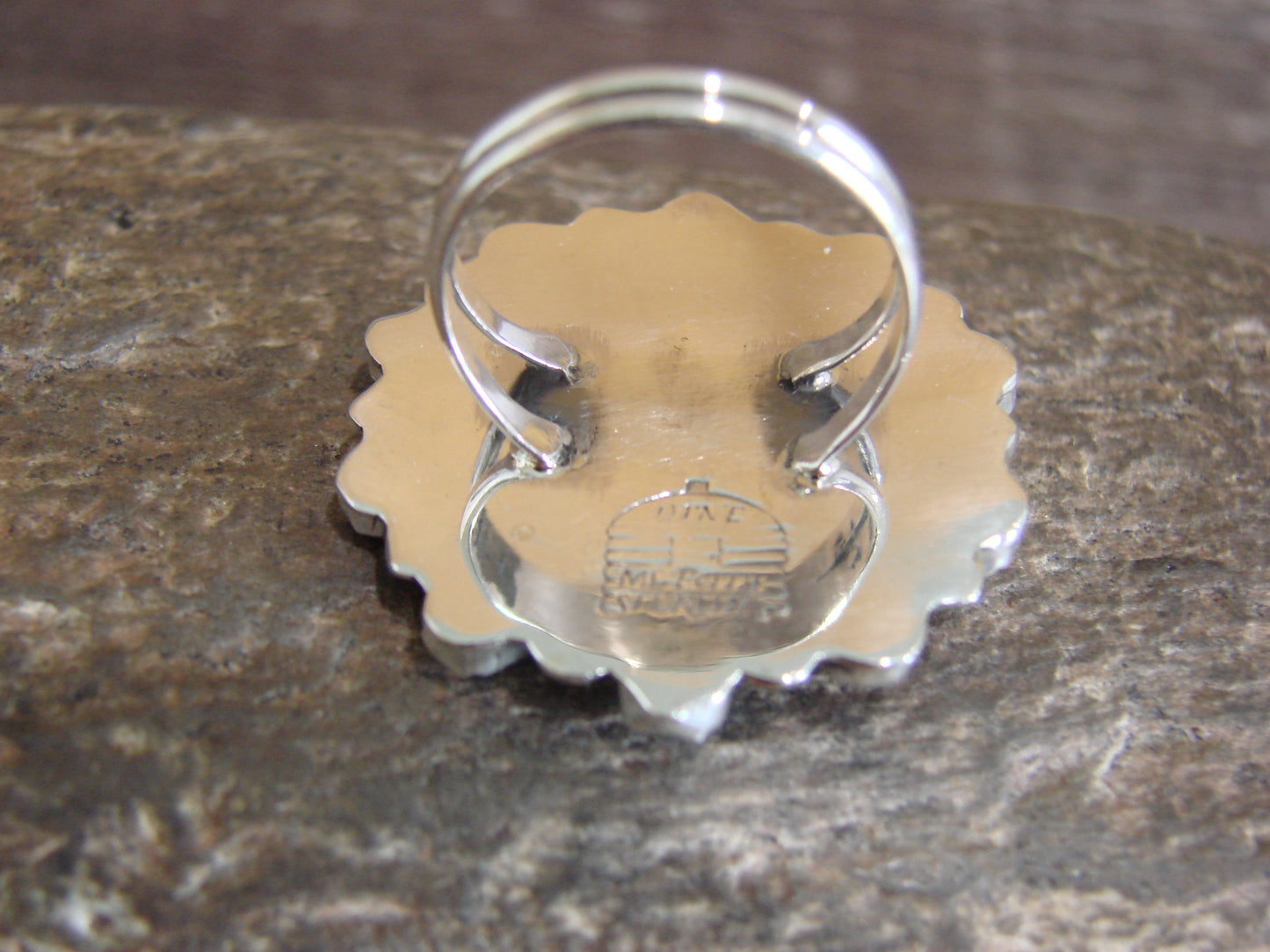 Native American Sterling Silver Turquoise Cluster Ring - Perry - Size 6