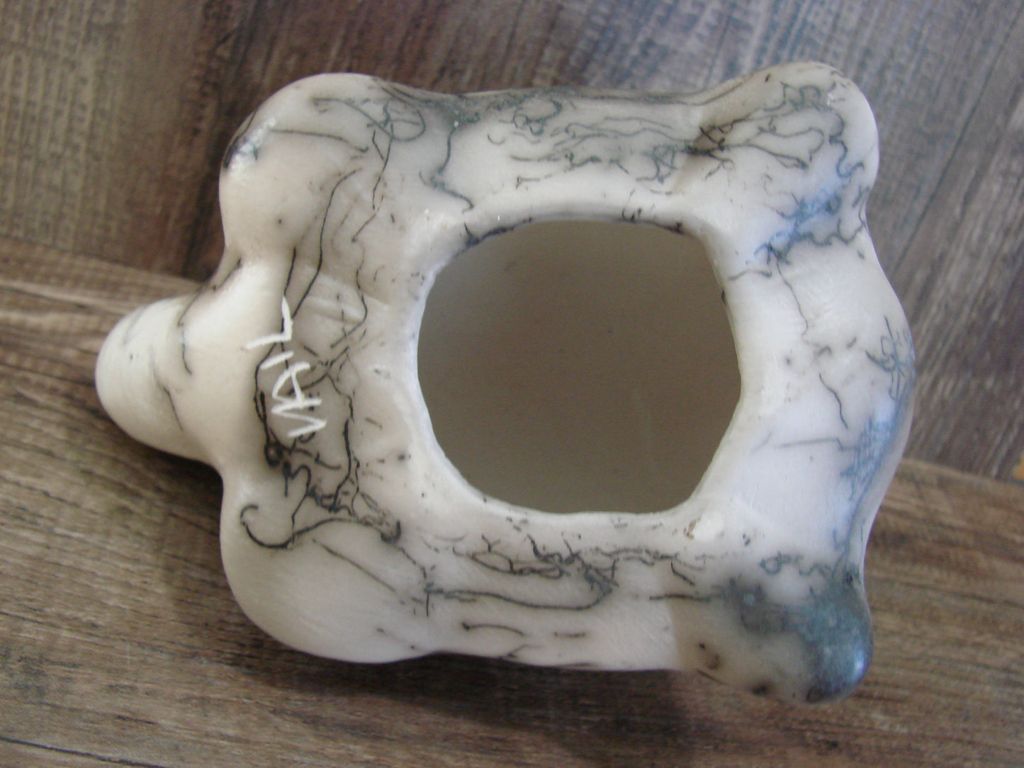 Native American Navajo Indian Pottery Horse Hair Turtle Sculpture by Vail