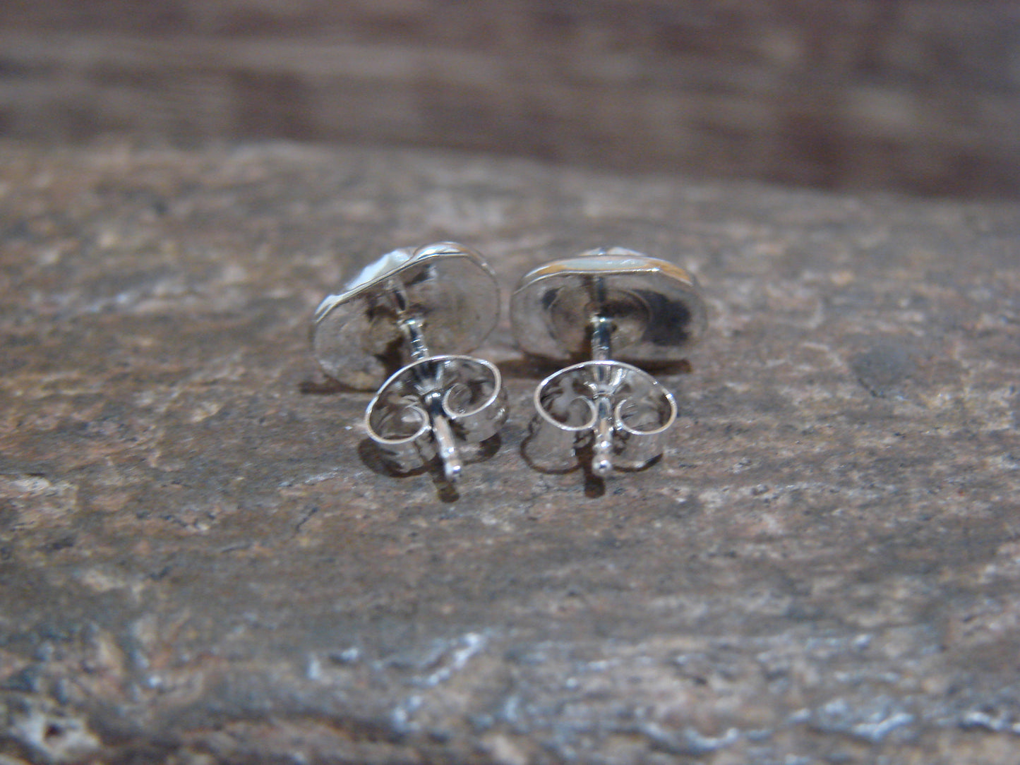 Native American Sterling Silver Pink Opal Stud Post Earrings - Spencer