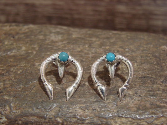Native American Sterling Silver & Turquoise Naja Post Earrings - Bitsie