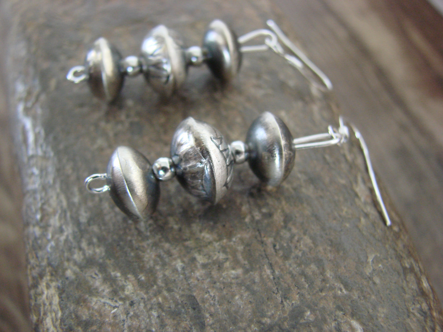 Native American Sterling Silver Navajo Pearl Dangle Earrings by Nez