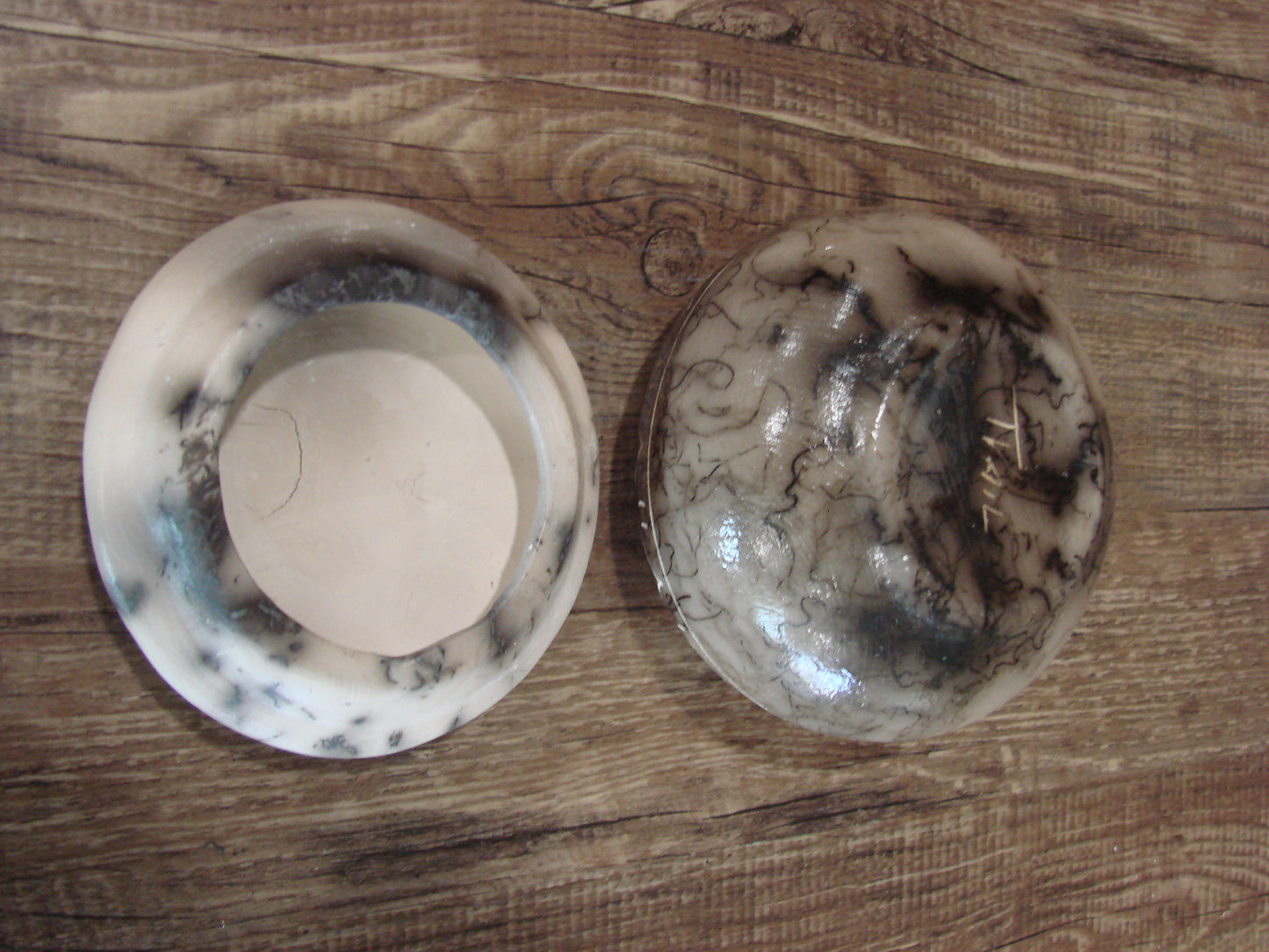 Native American Pottery Horse Hair Jewelry Trinket Box by Vail