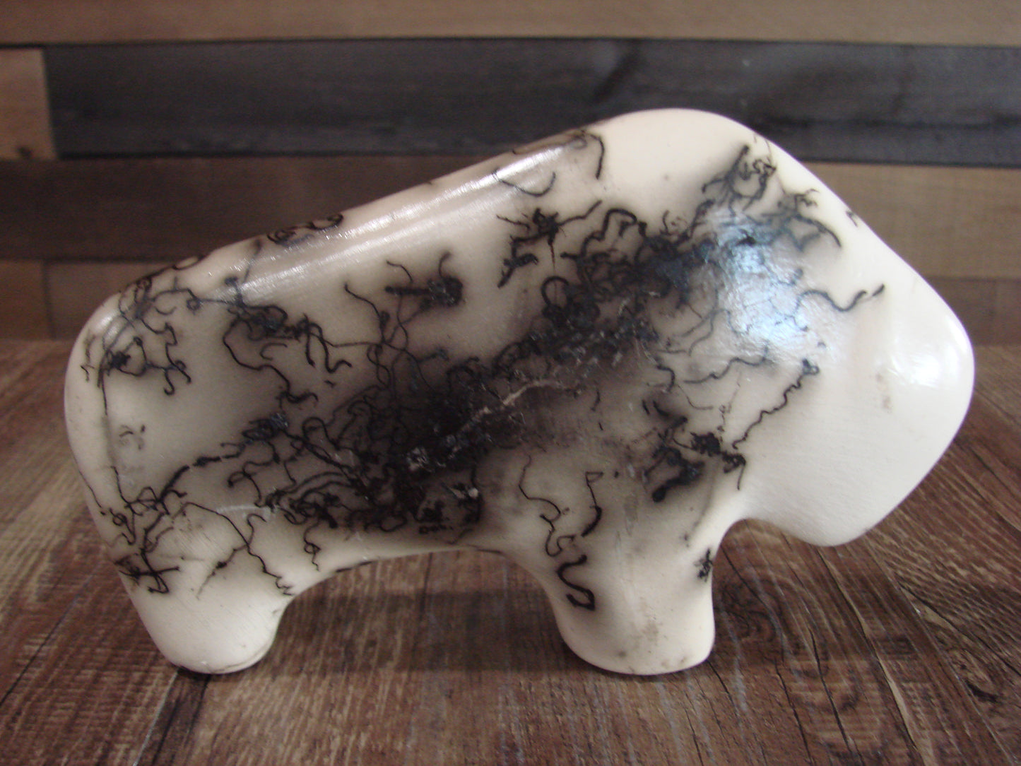 Native American Navajo Pottery Horse Hair Buffalo Sculpture by Vail