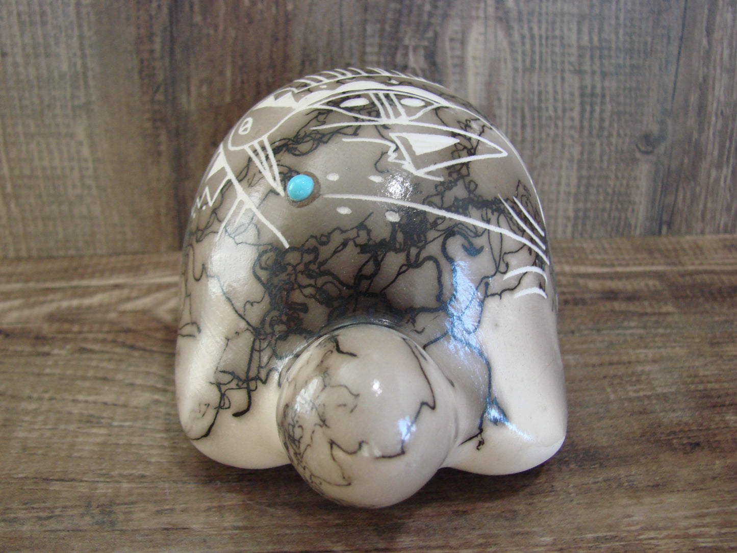 Native American Navajo Indian Pottery Horse Hair Turtle Sculpture by Vail