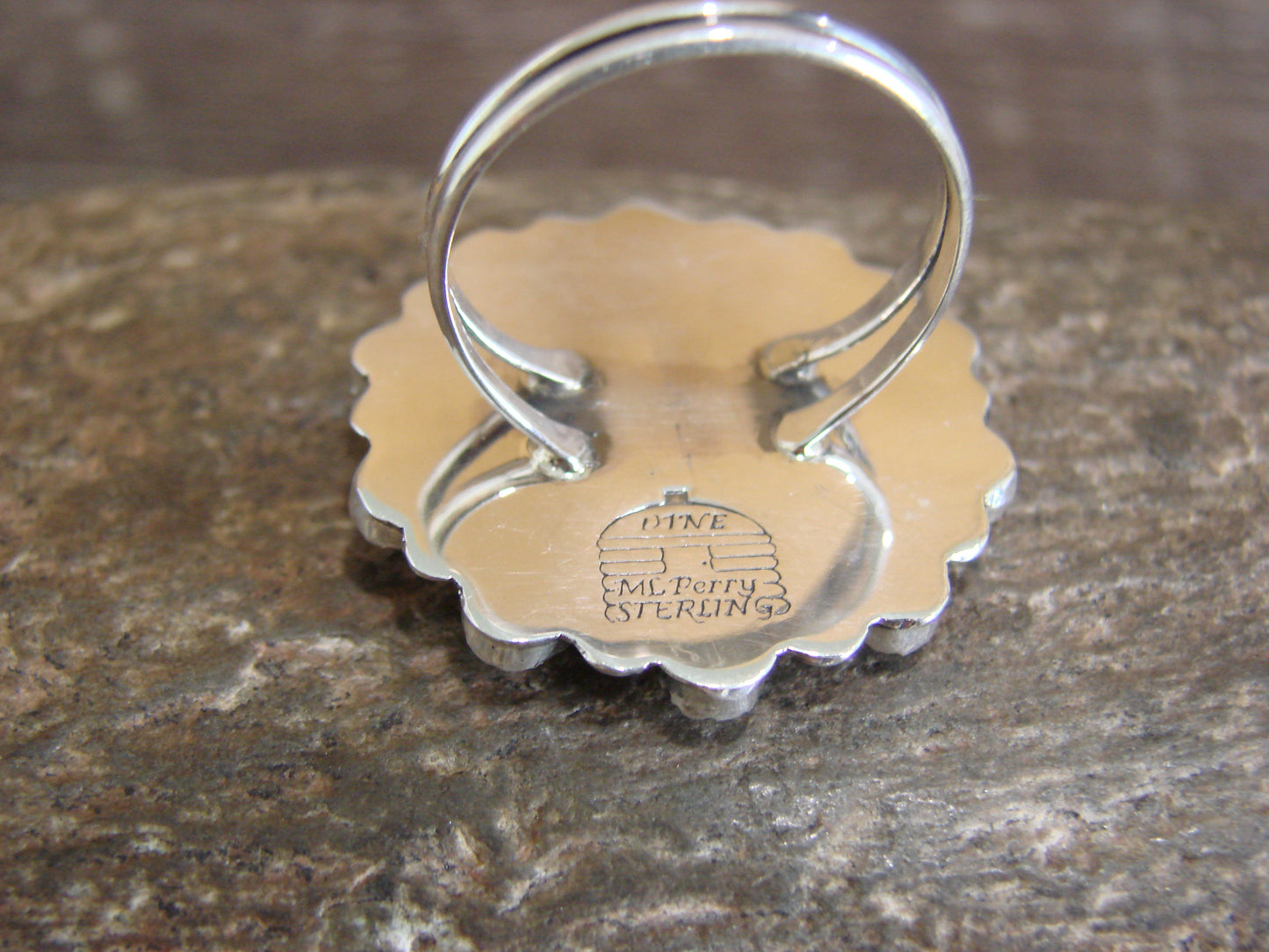 Native American Sterling Silver Turquoise Cluster Ring - Perry - Size 9.5