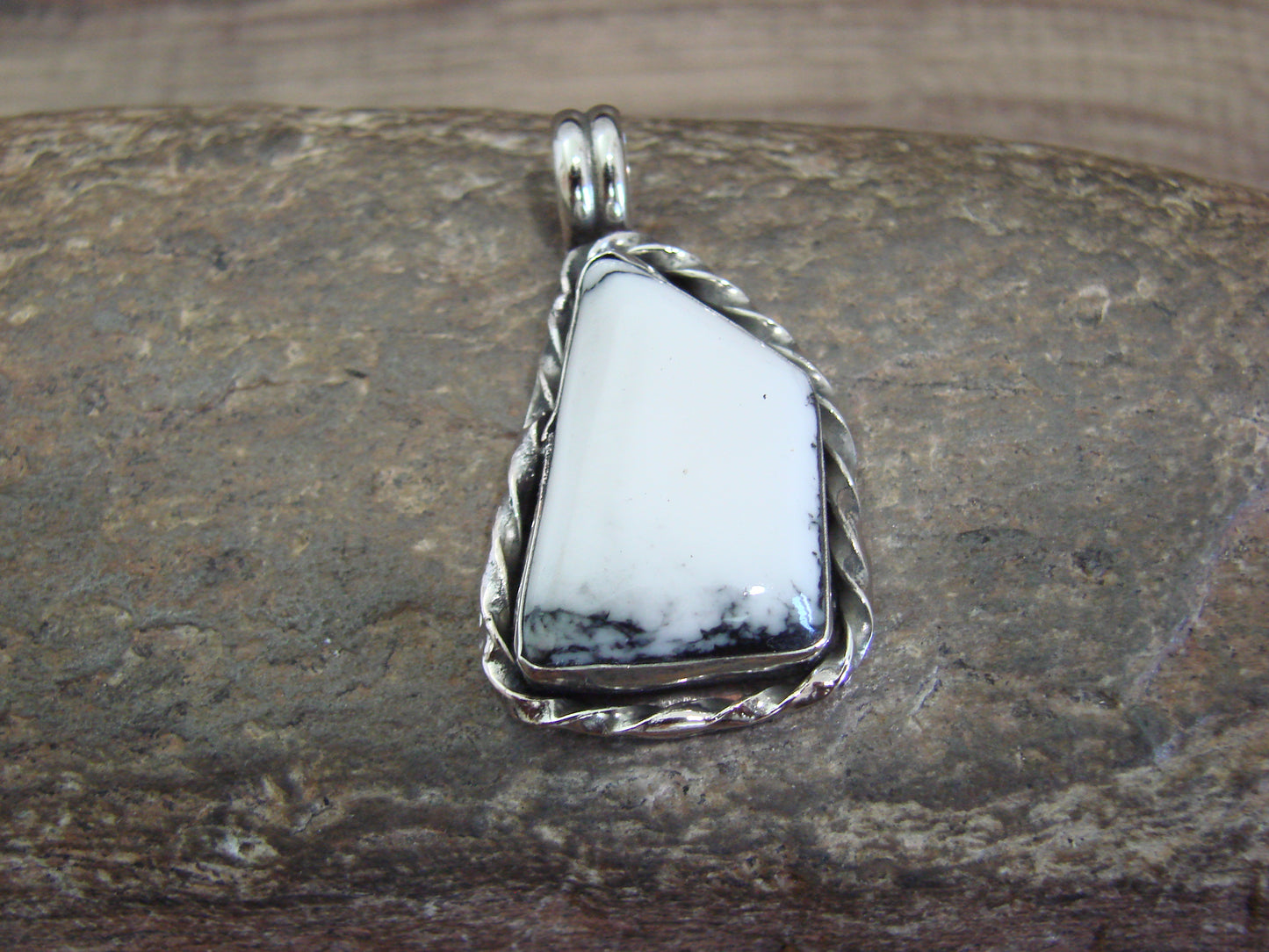 Native American Nickel Silver & Howlite Pendant - Cleveland